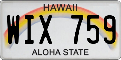 HI license plate WIX759