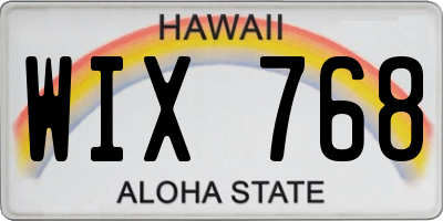 HI license plate WIX768