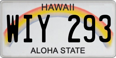 HI license plate WIY293