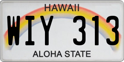 HI license plate WIY313