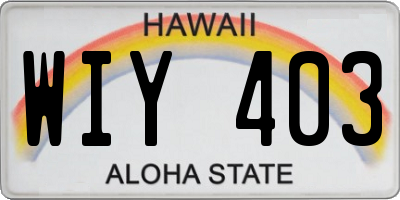 HI license plate WIY403