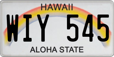 HI license plate WIY545