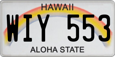 HI license plate WIY553