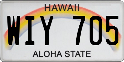 HI license plate WIY705