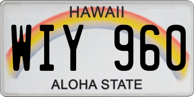 HI license plate WIY960