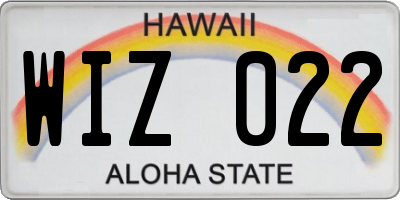 HI license plate WIZ022