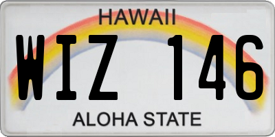 HI license plate WIZ146