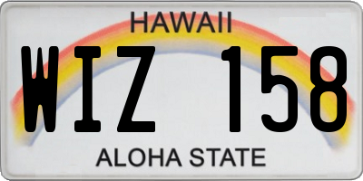 HI license plate WIZ158