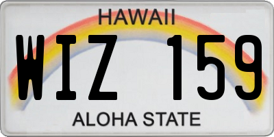 HI license plate WIZ159
