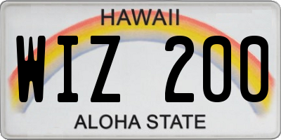 HI license plate WIZ200