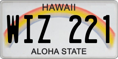 HI license plate WIZ221