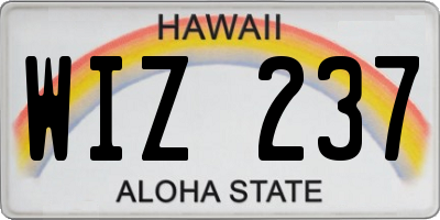 HI license plate WIZ237
