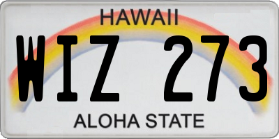 HI license plate WIZ273