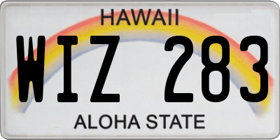 HI license plate WIZ283
