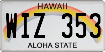 HI license plate WIZ353