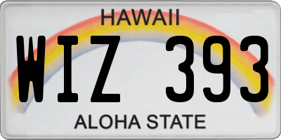 HI license plate WIZ393
