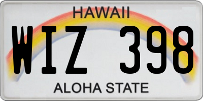 HI license plate WIZ398