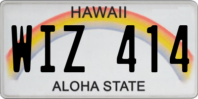 HI license plate WIZ414