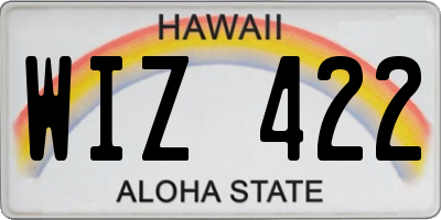 HI license plate WIZ422