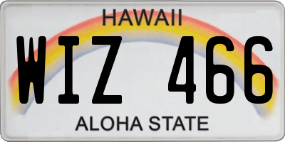 HI license plate WIZ466