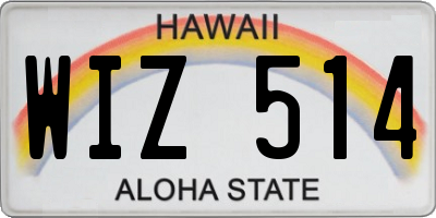 HI license plate WIZ514