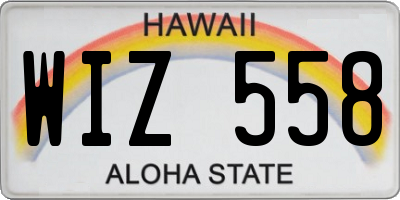 HI license plate WIZ558