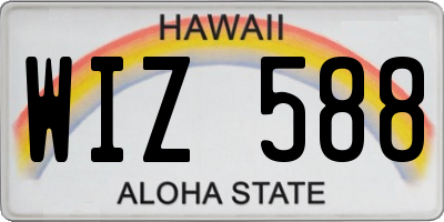 HI license plate WIZ588