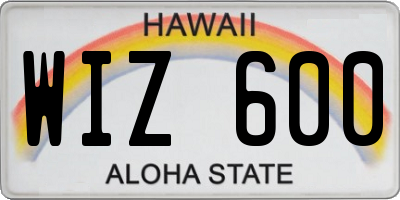 HI license plate WIZ600