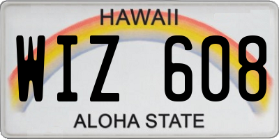 HI license plate WIZ608