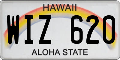 HI license plate WIZ620