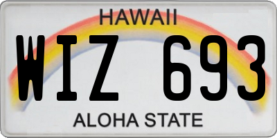 HI license plate WIZ693