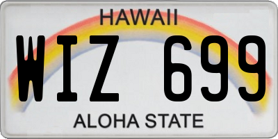 HI license plate WIZ699