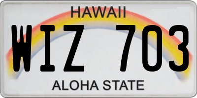 HI license plate WIZ703