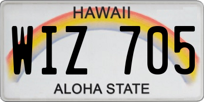 HI license plate WIZ705