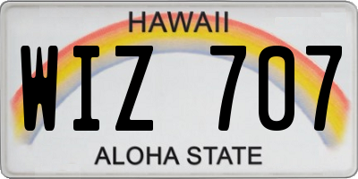 HI license plate WIZ707