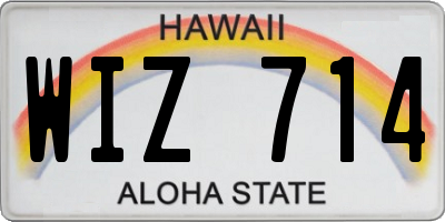 HI license plate WIZ714