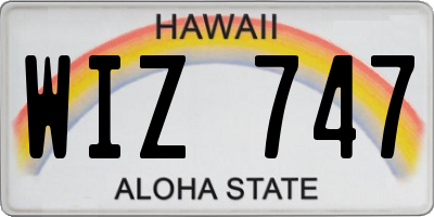 HI license plate WIZ747