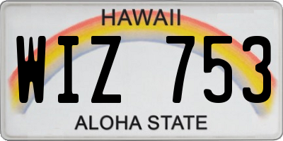 HI license plate WIZ753
