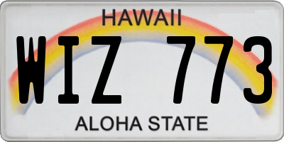HI license plate WIZ773