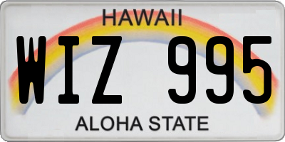 HI license plate WIZ995