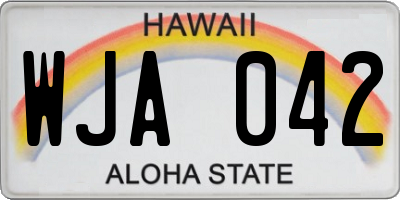 HI license plate WJA042
