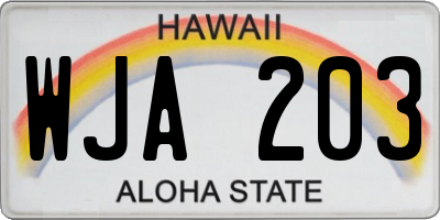HI license plate WJA203
