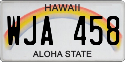 HI license plate WJA458