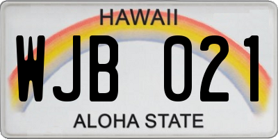 HI license plate WJB021