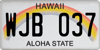 HI license plate WJB037