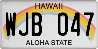 HI license plate WJB047