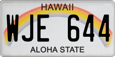 HI license plate WJE644