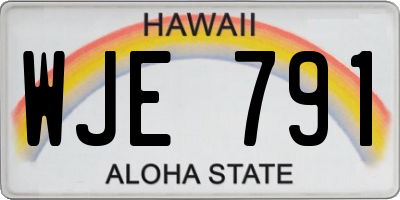 HI license plate WJE791