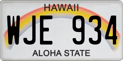 HI license plate WJE934
