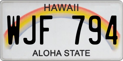 HI license plate WJF794